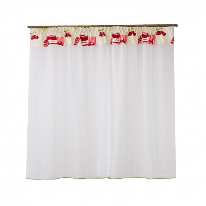 Perdea Velaria de bucatarie alba cu ciresele, 170x160 cm [1]