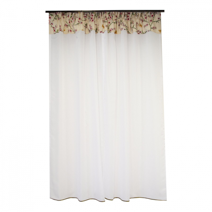 Perdea Velaria de bucatarie cu flori roz, 170x165 cm [2]