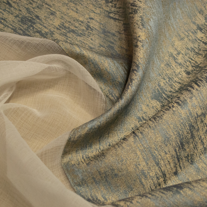 Perdea Velaria de bucatarie alba cu tafta turcoaz, 100x150 cm [2]
