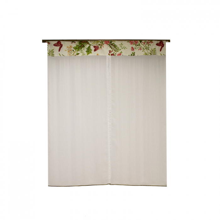 Perdea Velaria de bucatarie voal alb  cu in flori, 145x165 cm [2]