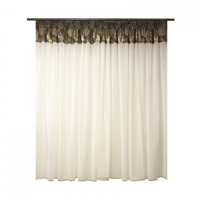 Perdea Velaria in ivoire cu tafta gri, 210x150 cm [2]