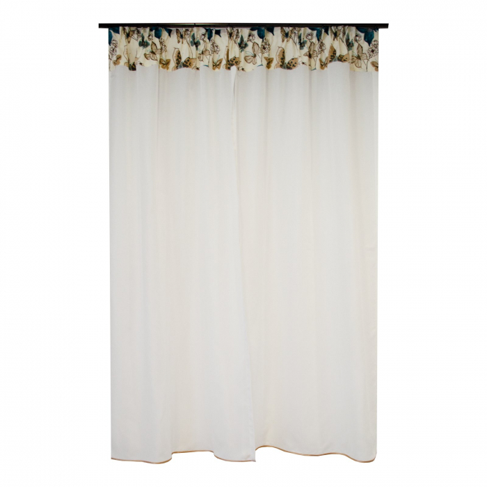 Perdea Velaria de bucatarie alb cu fluturi turcoaz, 150x160 cm [2]