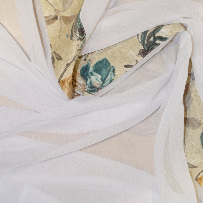 Perdea Velaria in alb cu bata florala, 400x155 cm [2]