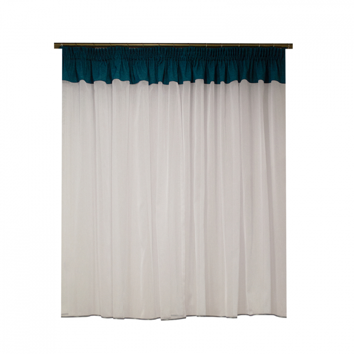 Perdea Velaria alba cu turcoaz, 340x145 cm [2]