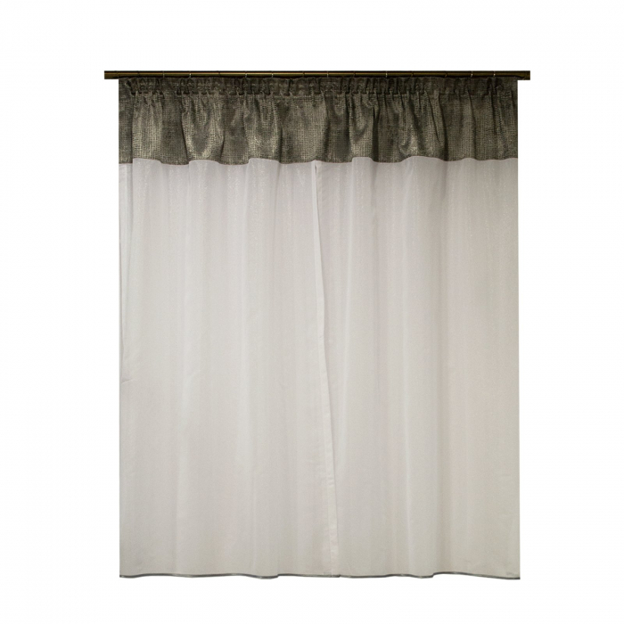 Perdea Velaria in alb lucios si tafta gri, 185x165 cm [3]