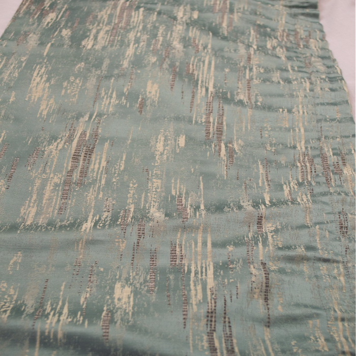 Perdea Velaria de bucatarie din in alb cu jacard turcoaz, 350x165 cm [4]