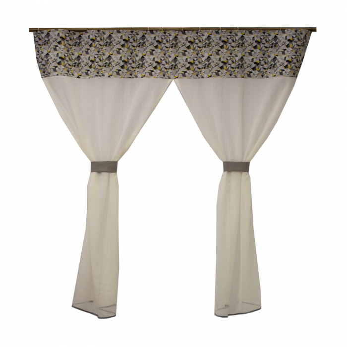 Perdea Velaria din in ivoire cu model geometric, 165x175 cm [1]