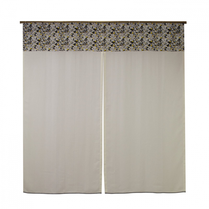 Perdea Velaria din in ivoire cu model geometric, 165x175 cm [3]