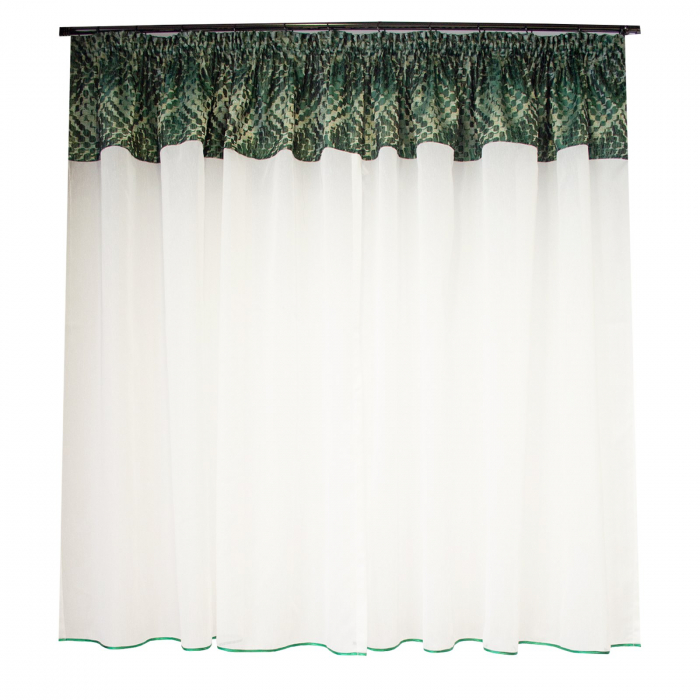 Perdea Velaria de bucatarie alba cu imprimeu verde, 300x150 cm [3]