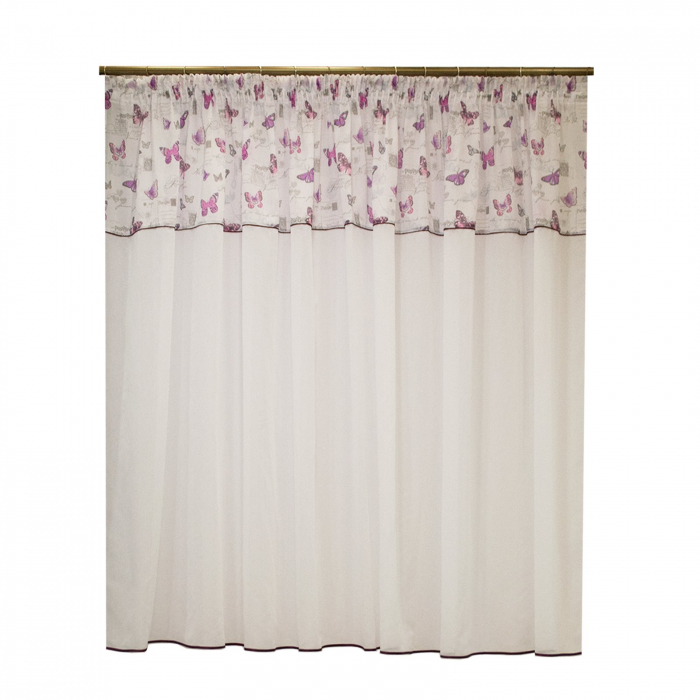 Perdea Velaria alba cu fluturi mov, 340x165 cm [1]