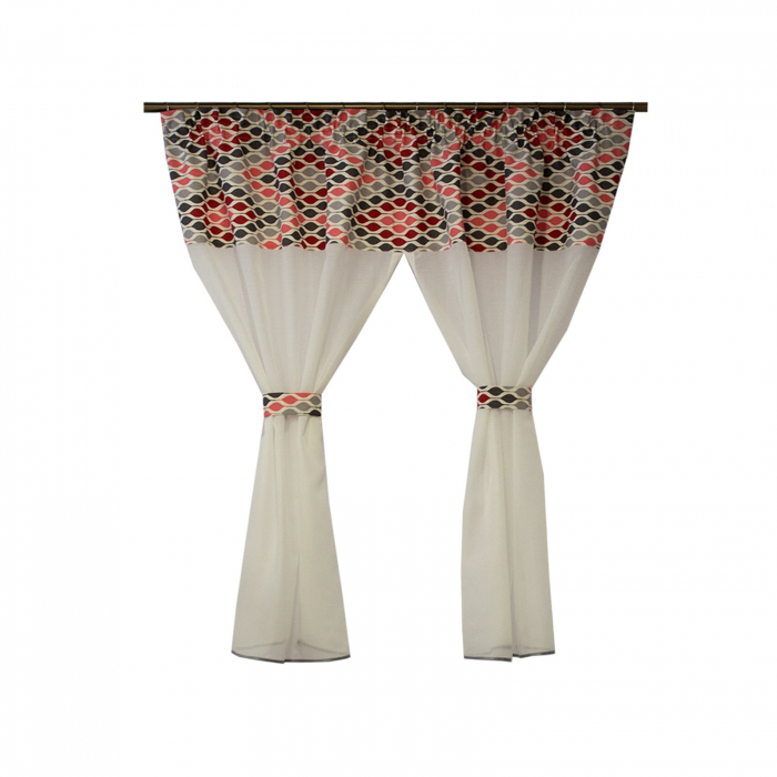Perdea Velaria in ivoire cu buline si esarfe, 175x145 cm [2]