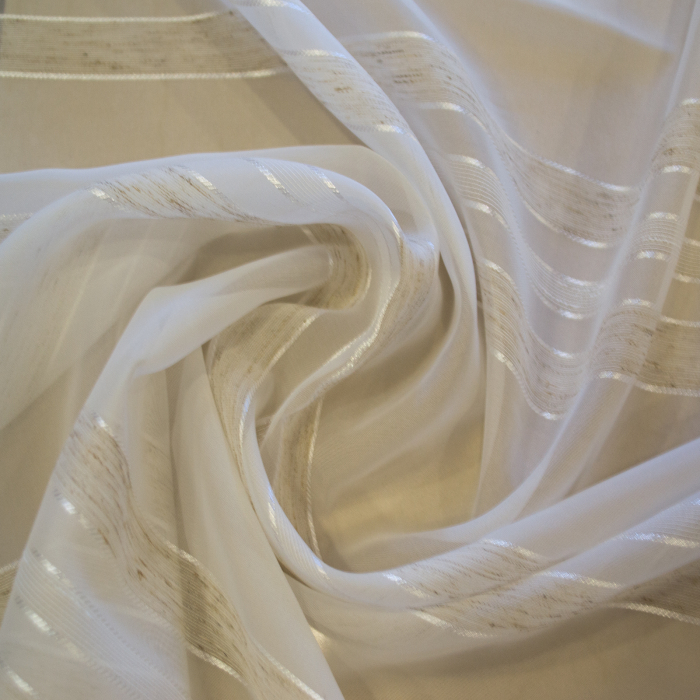 Perdea Velaria de bucatarie  voal dungi bej, 180x165 cm [2]