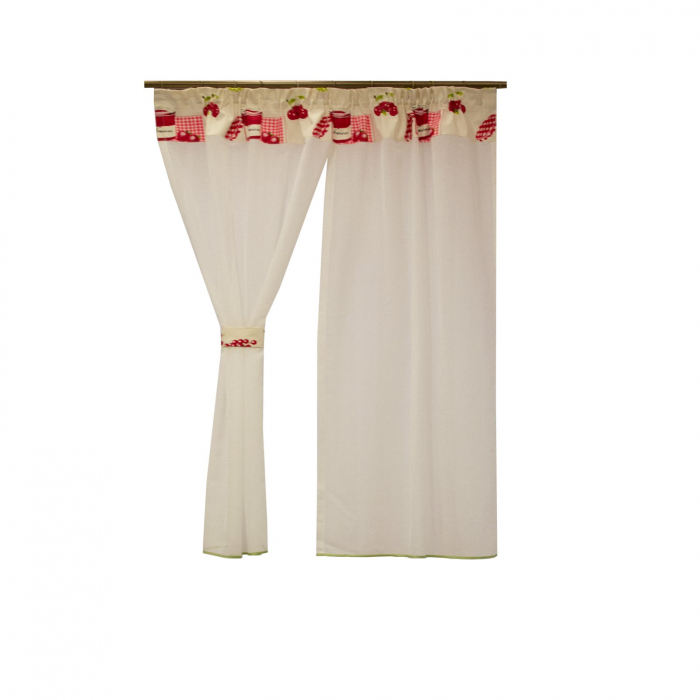 Perdea Velaria de bucatarie ivory cu ciresele, 150x160 cm [3]