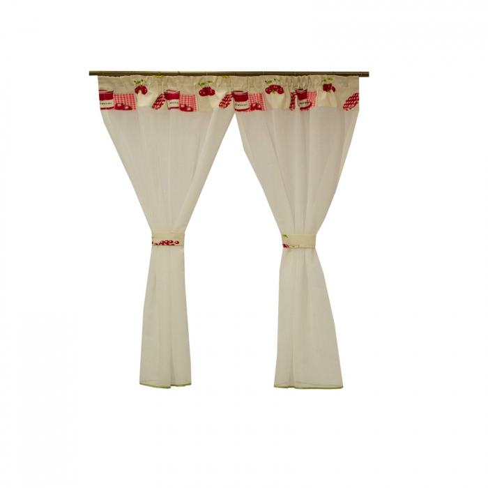 Perdea Velaria de bucatarie ivory cu ciresele, 150x160 cm [1]