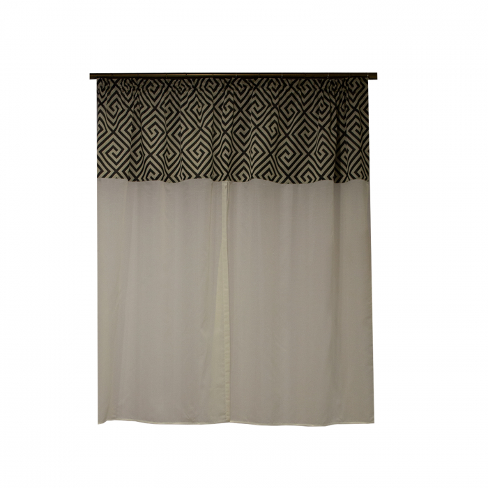 Perdea Velaria de bucatarie ivoire cu tafta gri, 175x145 cm [1]