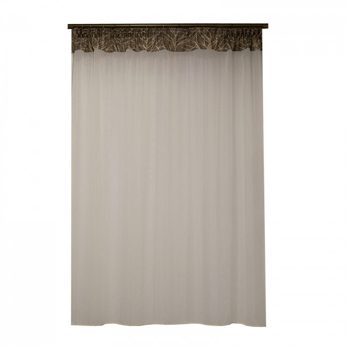 Perdea Velaria de bucatarie ivoire cu tafta gri, 160x160 cm [1]