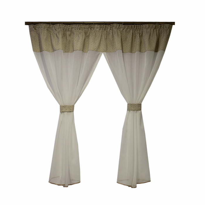 Perdea Velaria de bucatarie ivoire cu tafta bej, 220x150 cm [1]