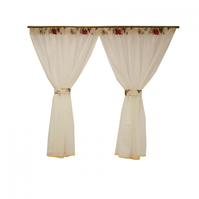 Perdea Velaria de bucatarie ivory cu flori, 260x155 cm [2]