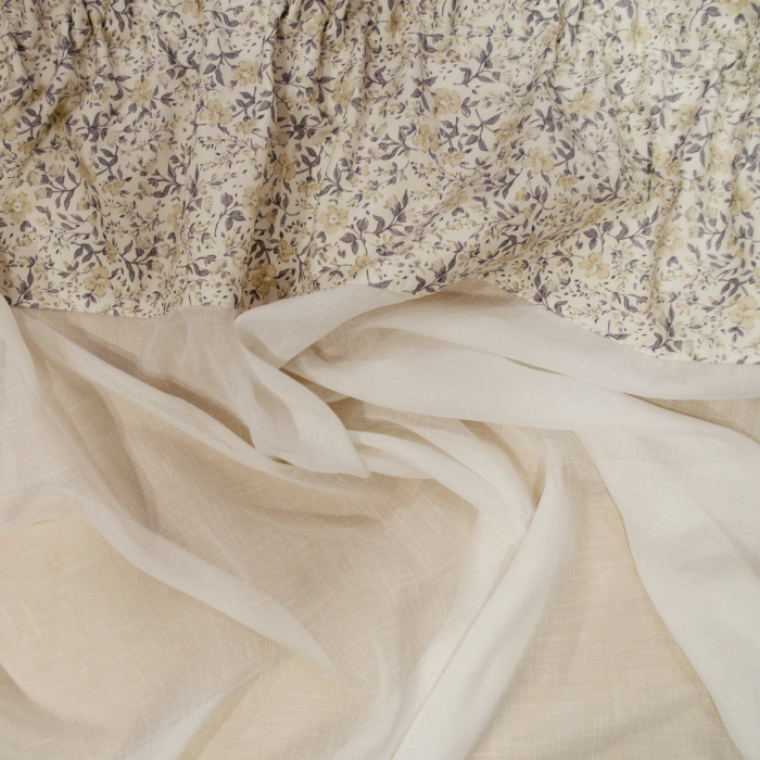 Perdea Velaria de bucatarie ivory cu flori, 130x150 cm [2]