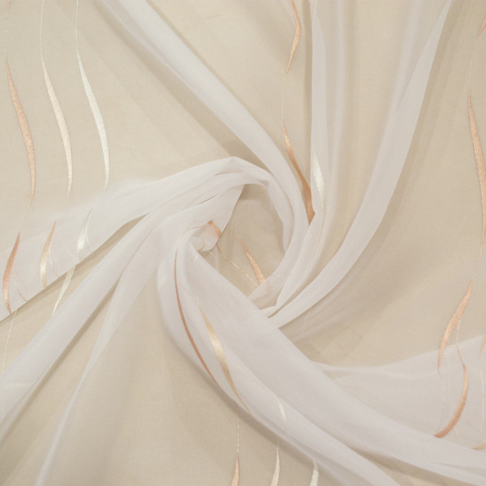 Perdea Velaria de bucatarie voal alb cu imprimeu geometric, 160 x 155 cm [2]