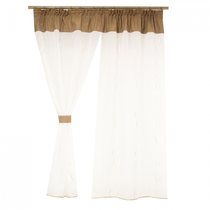 Perdea Velaria de bucatarie voal alb cu imprimeu geometric, 160 x 155 cm [4]