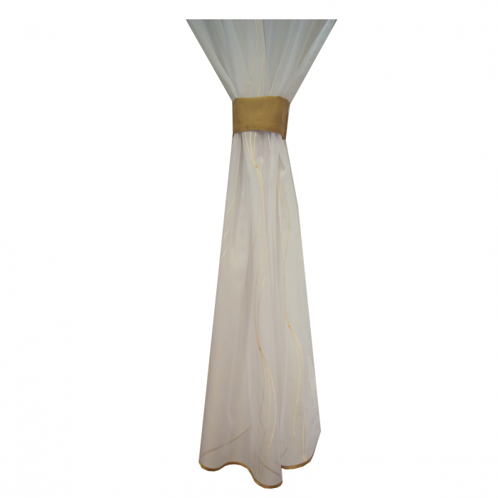 Perdea Velaria de bucatarie voal alb cu imprimeu geometric, 190x160 cm [4]