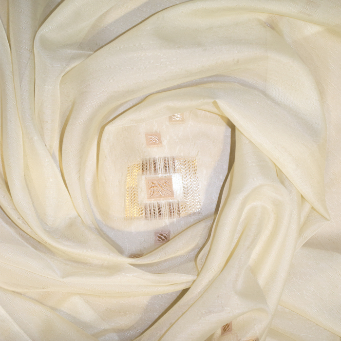 Perdea Velaria de bucatarie voal crem cu patratele maro, 560x250 cm [3]