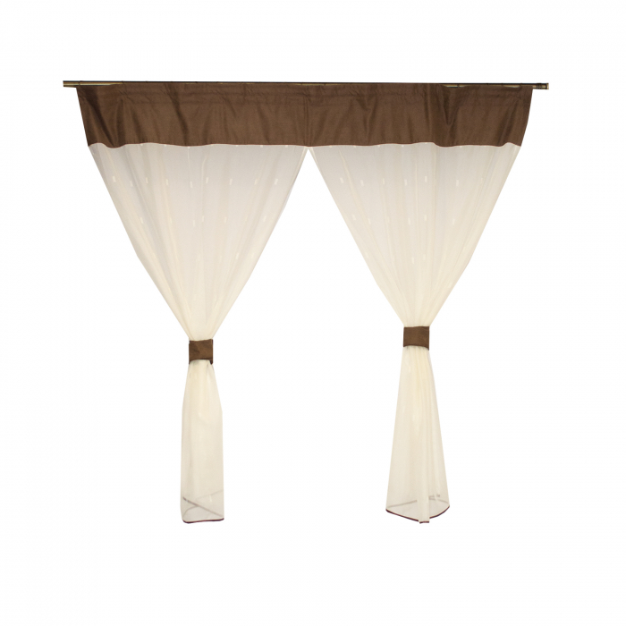 Perdea Velaria de bucatarie voal ivoire cu model geometric, 170x150 cm [3]