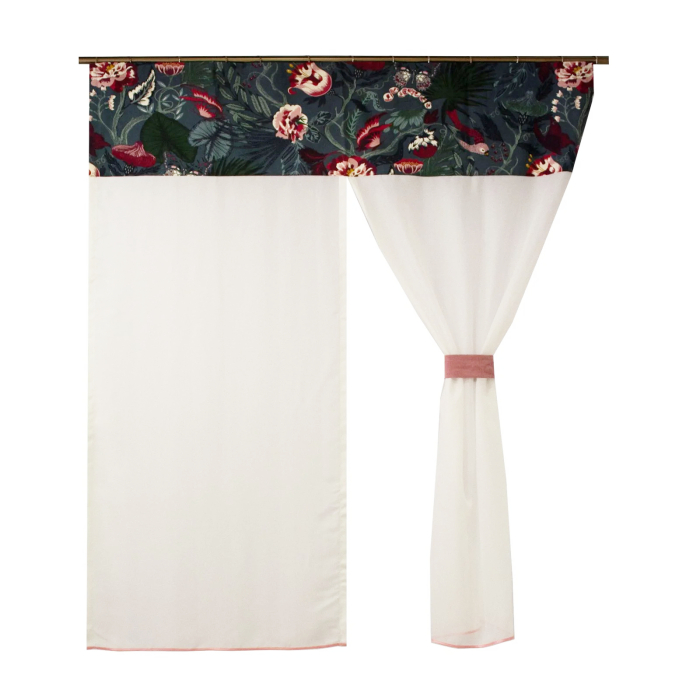 Perdea Velaria din in ivoire cu flori, 140x170 cm [2]