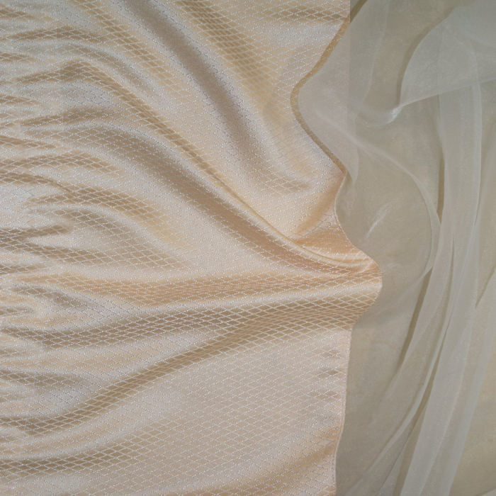 Perdea Velaria organza ivoire cu tafta romburi, 350x170 cm [3]