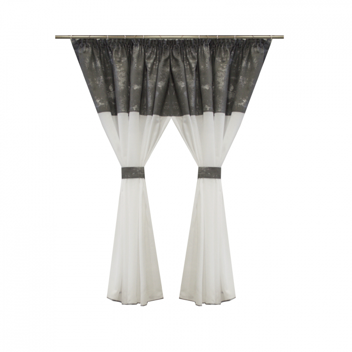 Perdea Velaria voal alb si suet gri patinat, 275x135 cm [1]