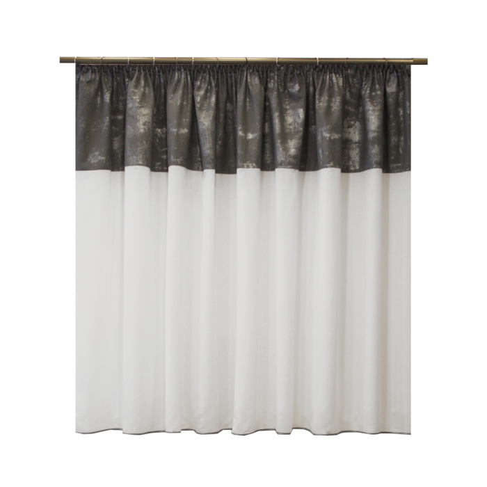 Perdea Velaria in alb si suet gri patinat, 125x150 cm [1]