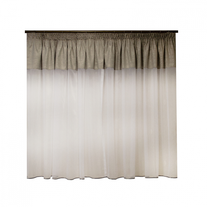 Perdea Velaria in alb cu banda gri, 370x145 cm [2]