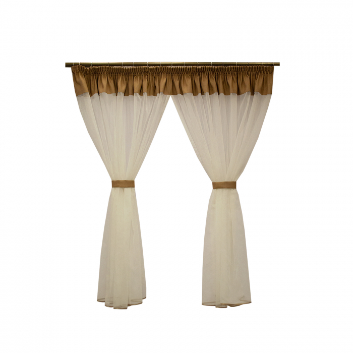 Perdea Velaria in ivoire cu bej rustic, 390x165 cm [2]