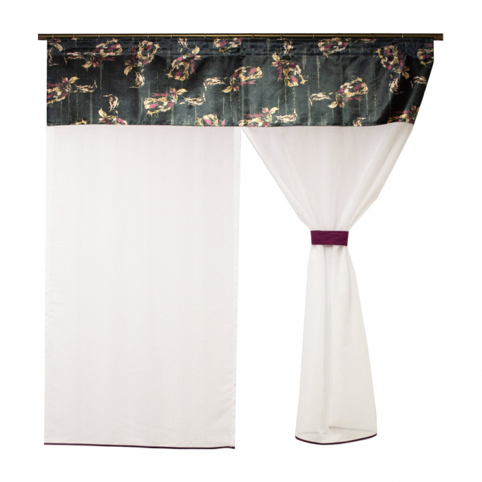 Perdea Velaria in alb cu tafta colorata, 130x170 cm [2]