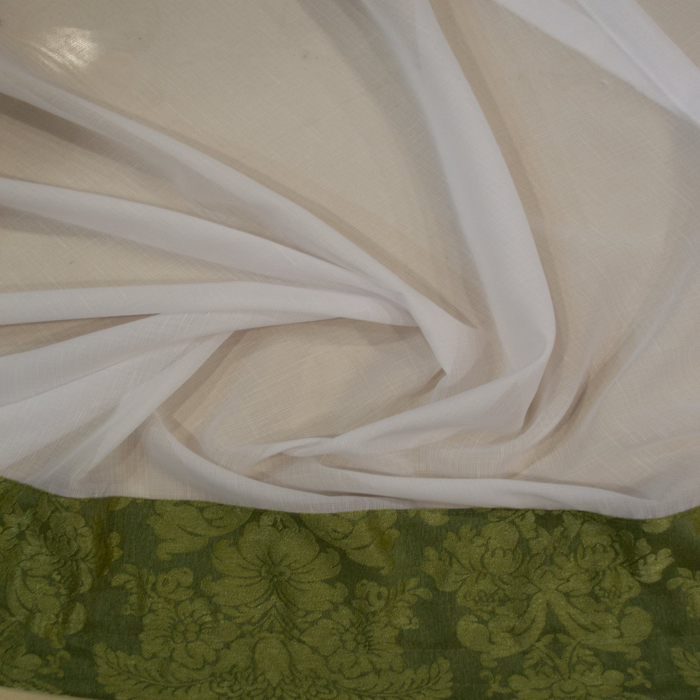 Perdea Velaria in alb cu baroc verde si esarfe, 200x175 cm [4]