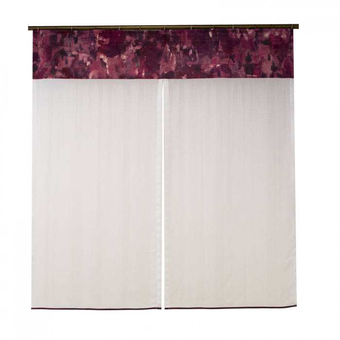 Perdea Velaria in alb cu catifea mov, 130x150 cm [5]