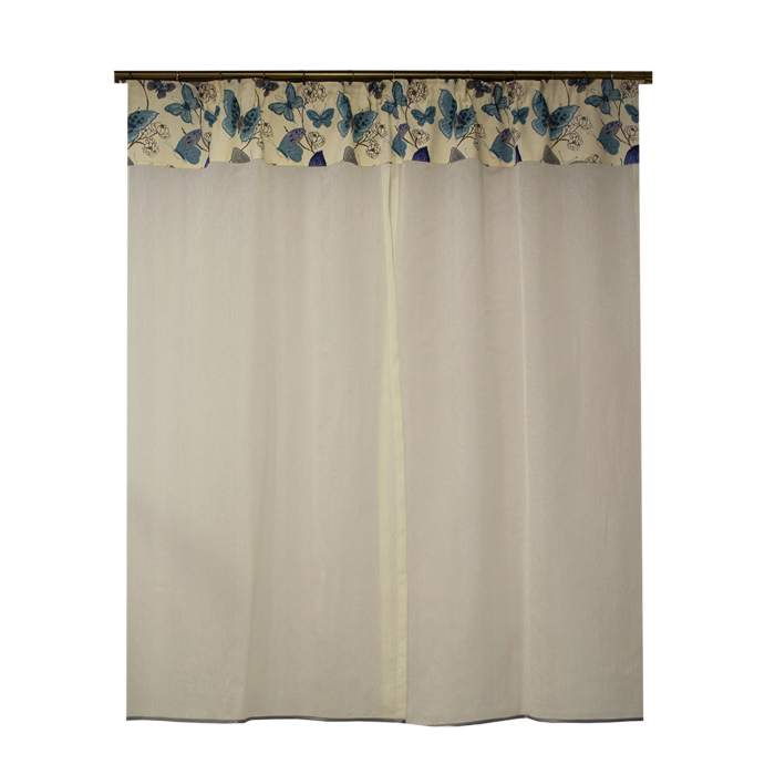 Perdea Velaria in ivory creponat si fluturi albastri, 130x170 cm [2]