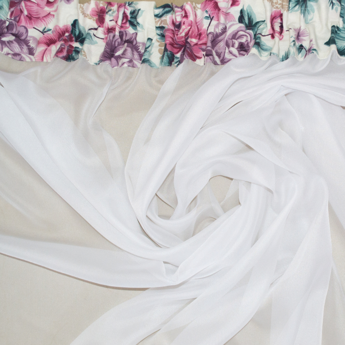 Perdea Velaria crep alb cu flori, 190x165 cm [2]