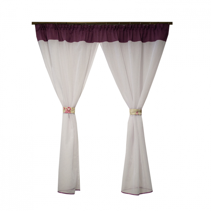 Perdea Velaria in ivory cu milas mov, 180x165 cm [1]