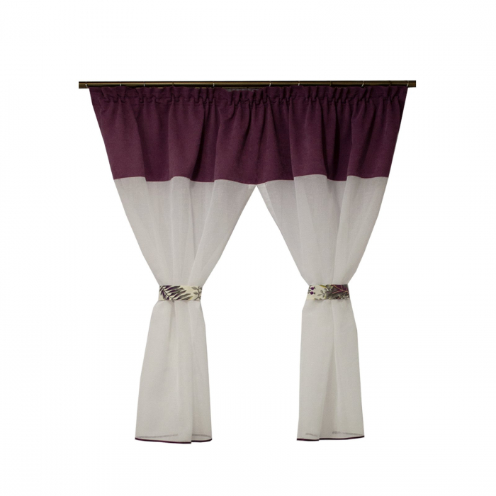 Perdea Velaria in alb cu milas lila, 150 x 165 cm [1]