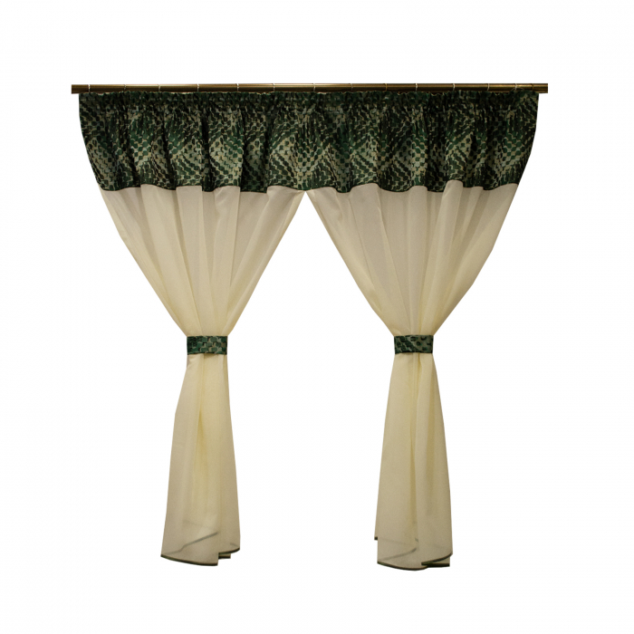 Perdea Velaria voal crem si tafta verde, 240x145 cm [1]