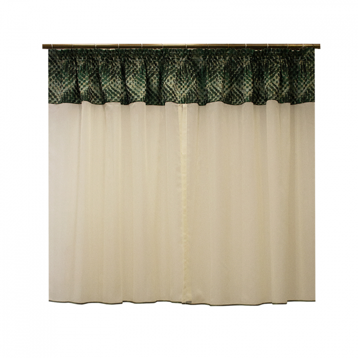 Perdea Velaria voal crem si tafta verde, 240x145 cm [2]