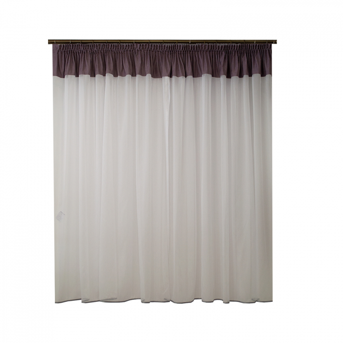 Perdea Velaria in alb cu suet lila, 380x165 cm [2]