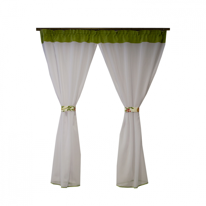Perdea Velaria voal alb si verde brotacel, 140x155 cm [1]