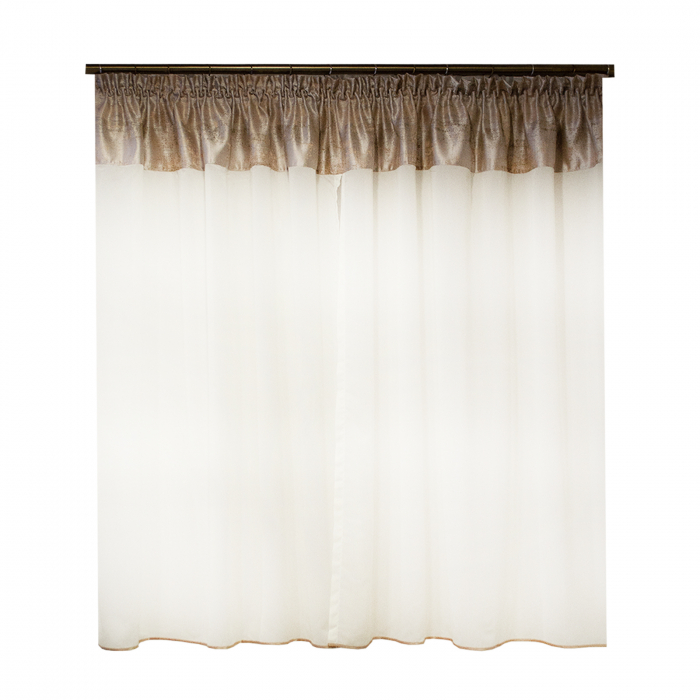 Perdea Velaria in alb cu tafta satinata roz pal, 300x140 cm [2]