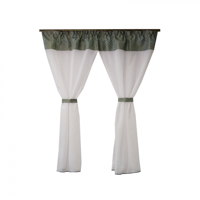 Perdea Velaria in alb cu tafta verde si esarfe, 160x175 cm [3]