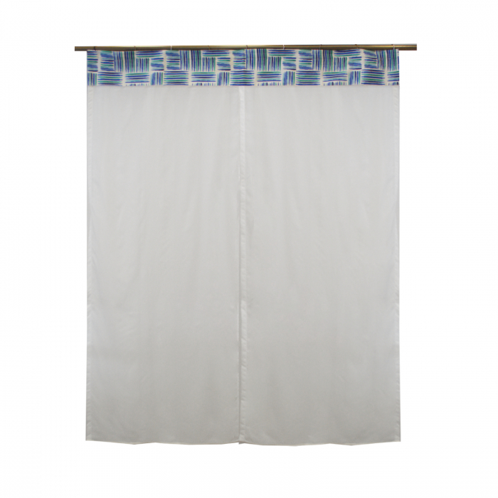 Perdea Velaria voal alb si dungi turcoaz, 145x175 cm [2]