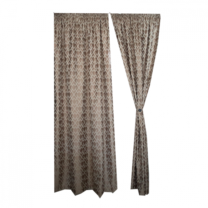 Set draperii Velaria tafta romburi beige, 2*140x255 cm [4]