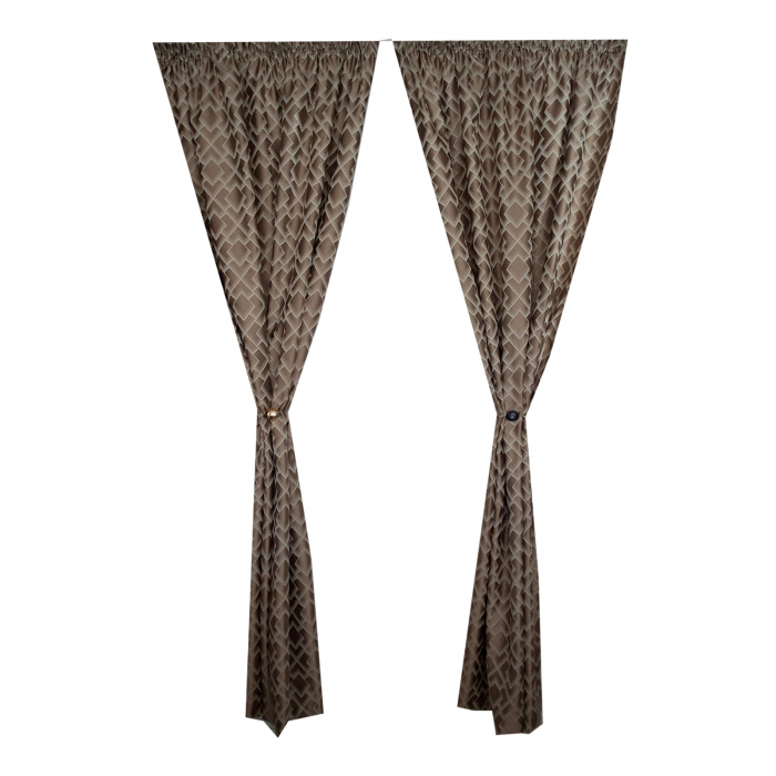 Set draperii Velaria tafta romburi beige, 2*140x255 cm [3]